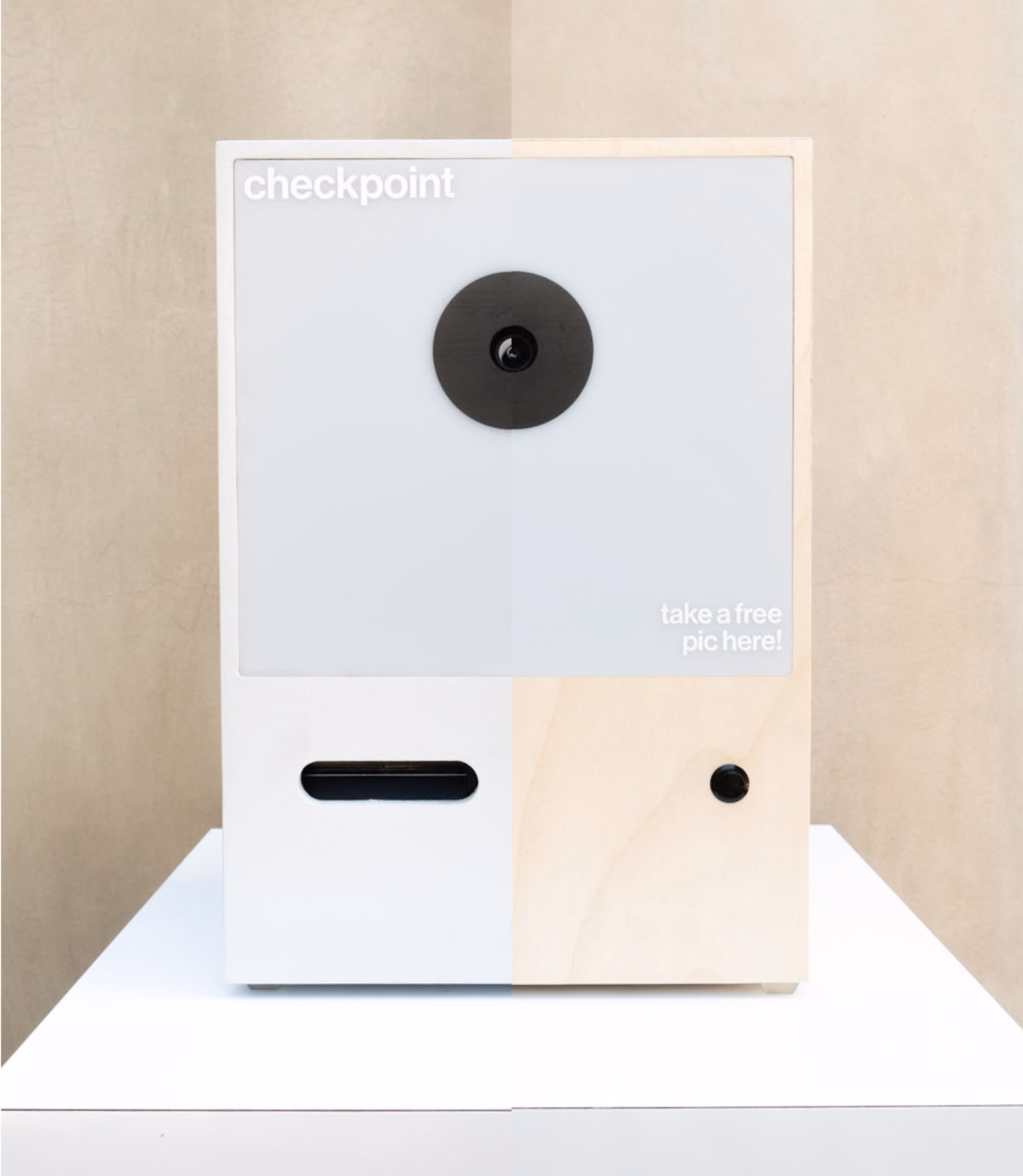 Checkpoint shown side-by-side in gallery white and natural birch finishes