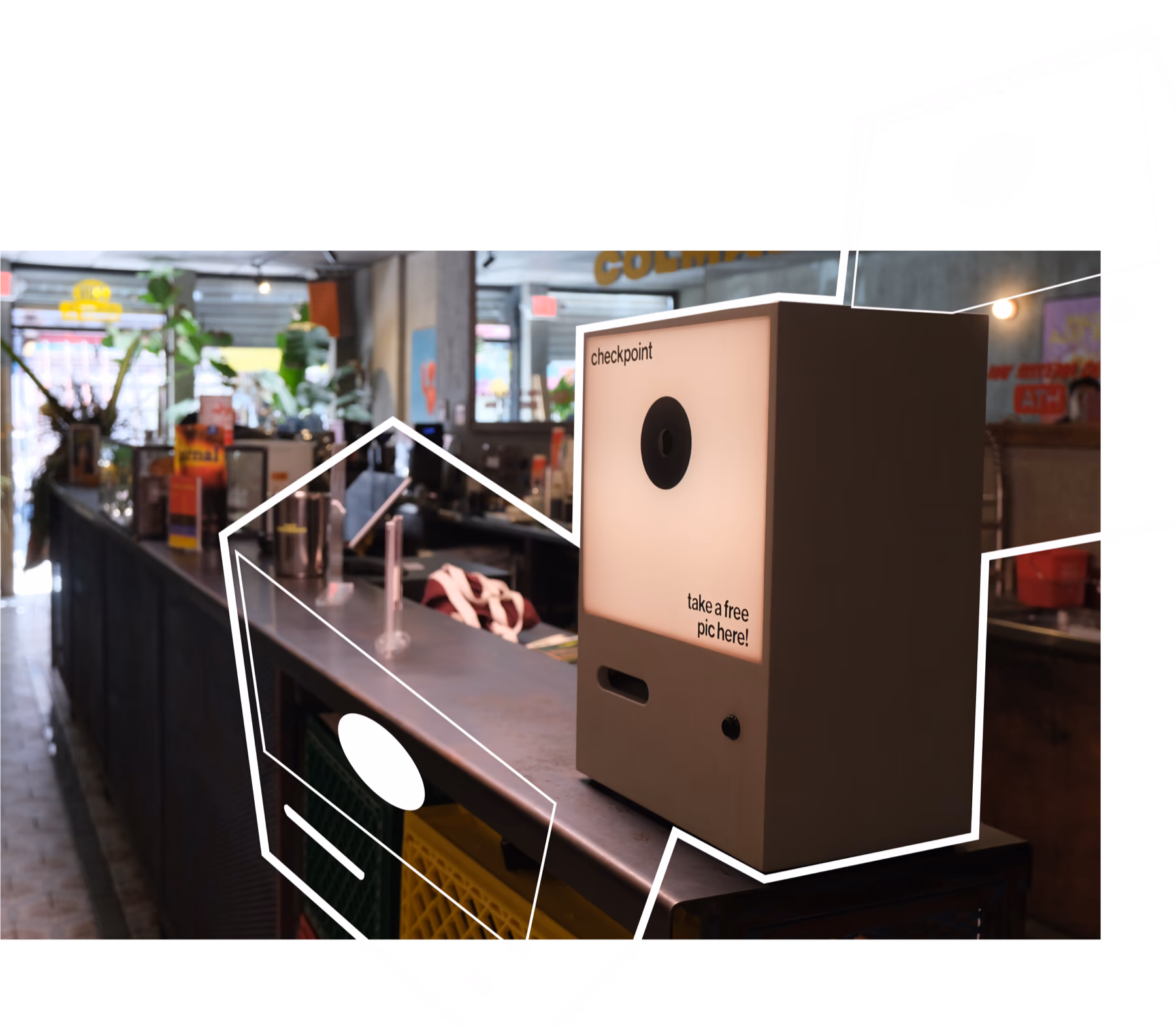 Checkpoint installed on a cafe counter